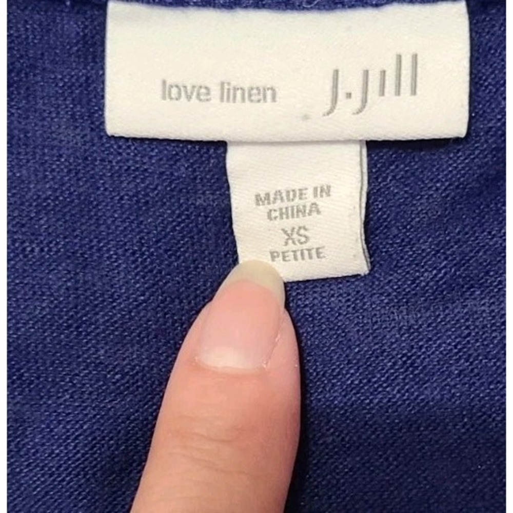 J.Jill Love Linen Short Sleeve Top Women's Sz XS Blue Scoop Neck Basic Tee - Picture 3 of 7